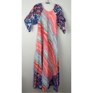 Vintage Nalii Honolulu Hawaiian Maxi Dress Pockets